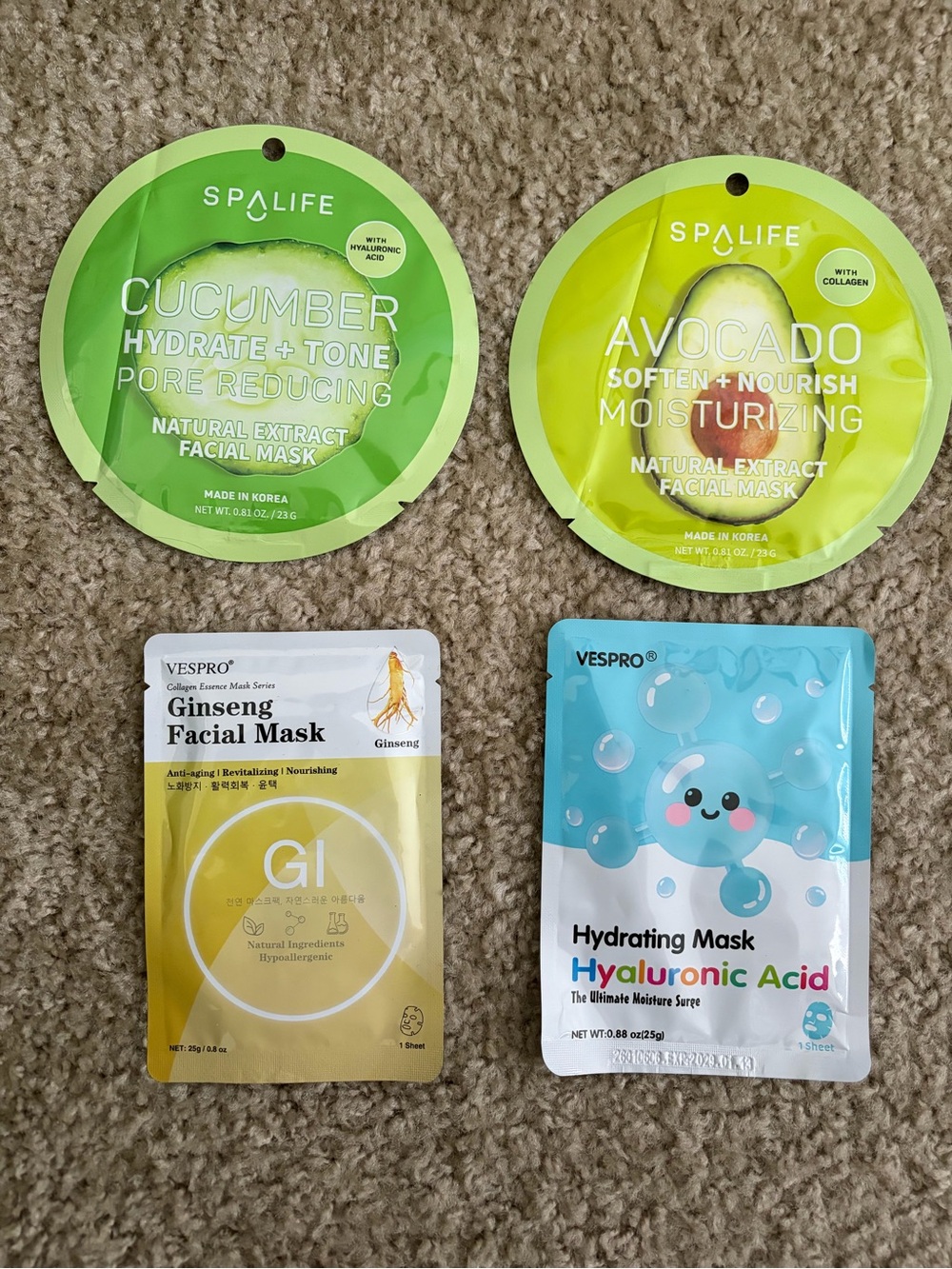 SpaLife and Vespro Face Masks - Set of 4
